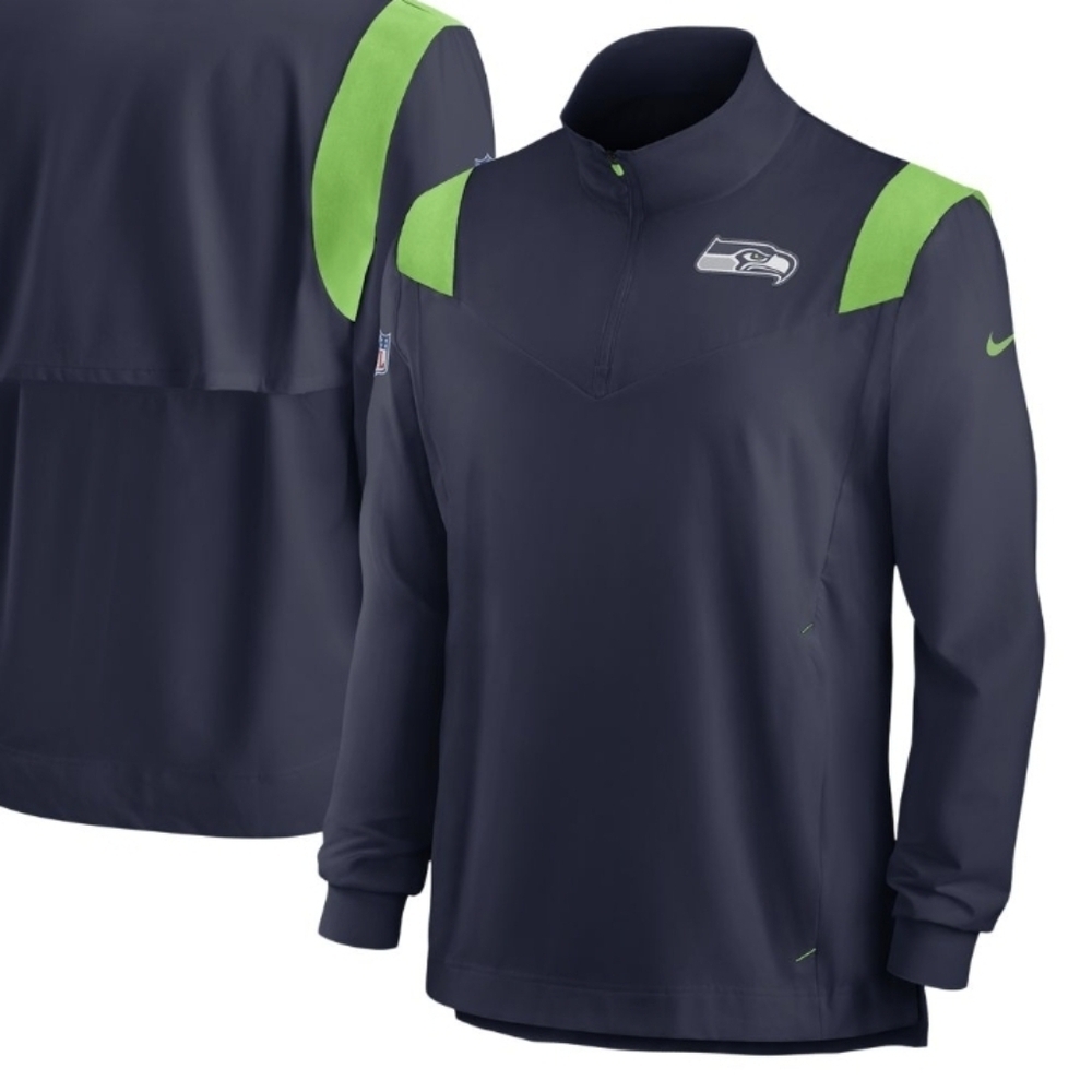 Seattle Seahawks x Nike Men's Navy & Green Quarter-zip Nylon Jacket (Size M)